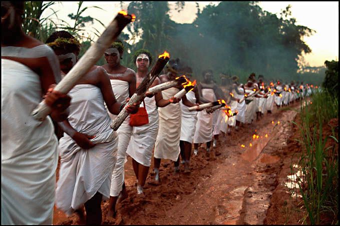 Bwiti, the journey to the Ancestors territory procession.